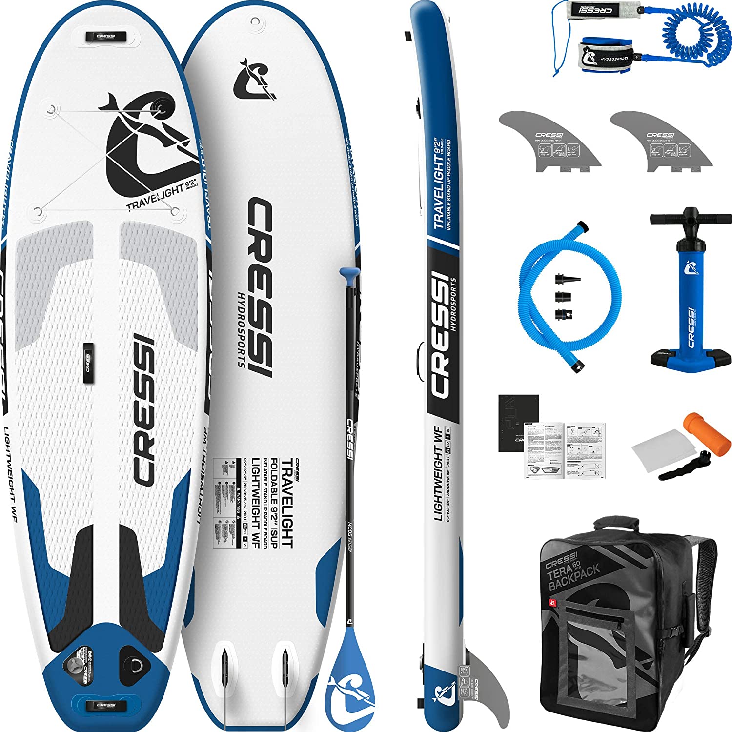 CRESSI TRAVELIGHT FOLDABLE iSUP SET 9'2" SUP Stand Up Paddling Board