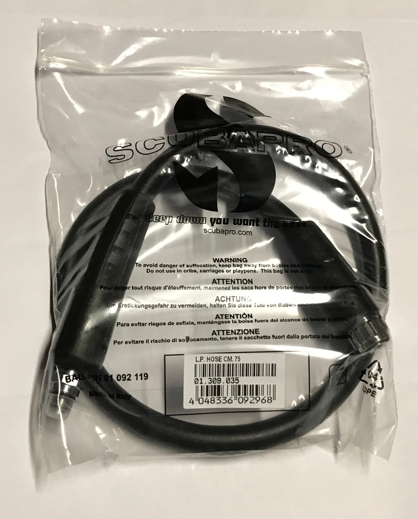 75_cm_MD_schlauch_black Scubapro SUPERFLOW Mitteldruckschlauch für Atemregler 75 cm 3/8'' Anschluß