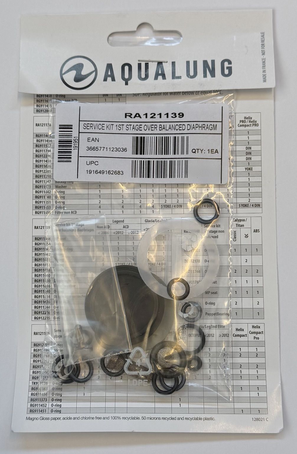 Aqualung 1. Stufe Service Kit für Legend / Glacia / Leg3nd Atemregler