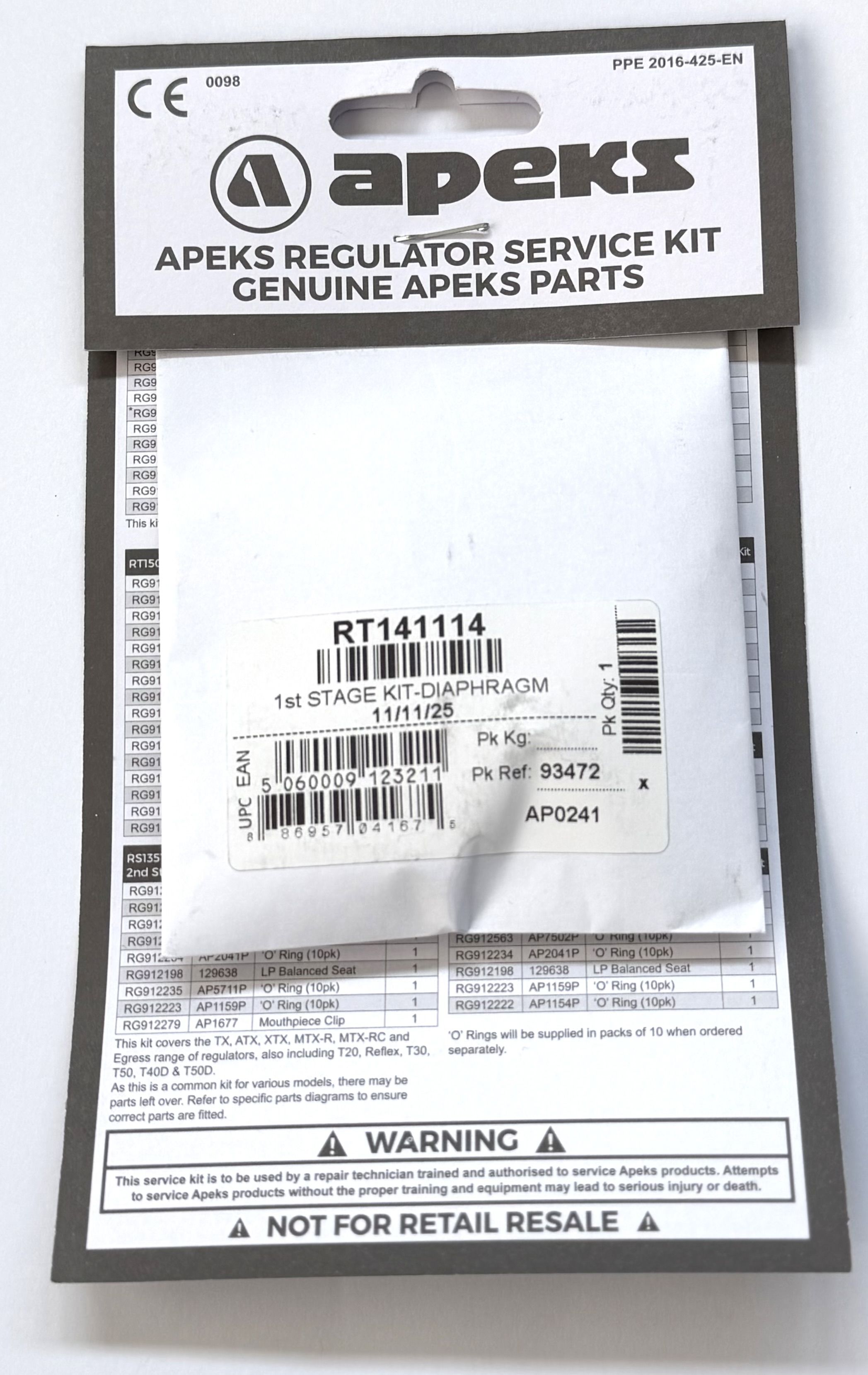 Apeks 1. Stufe Service Kit für XTX / DS4 / DST / MTX / TUNGSTEN Atemregler