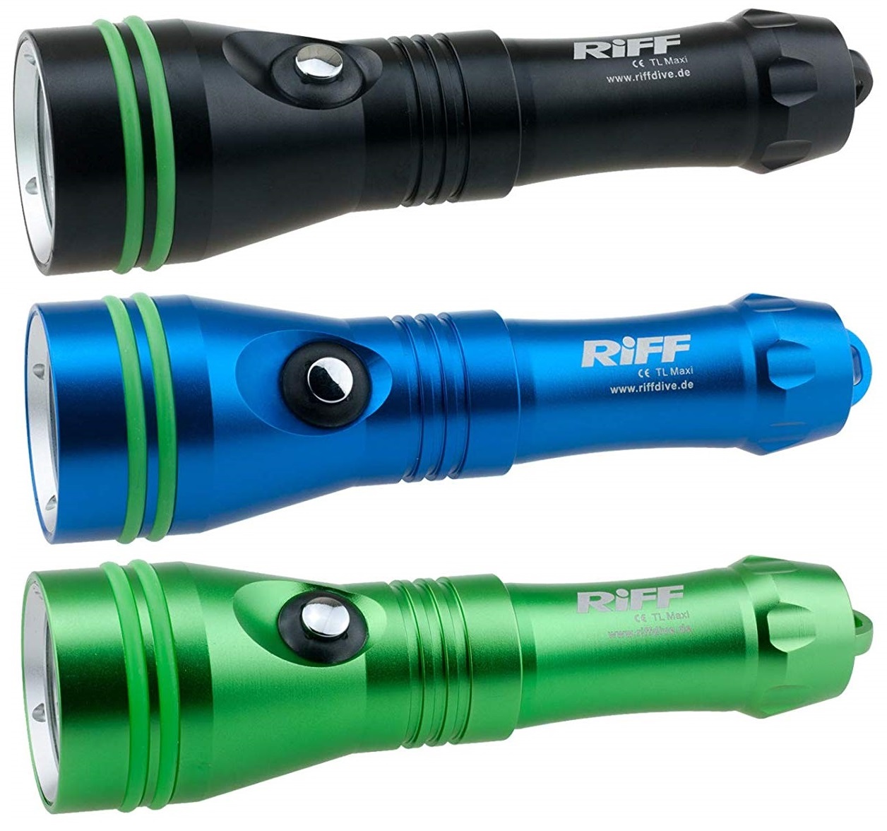 TLMaxi_black_set RIFF TL MAXI Tauchlampe mit 1200 Lumen und Akku