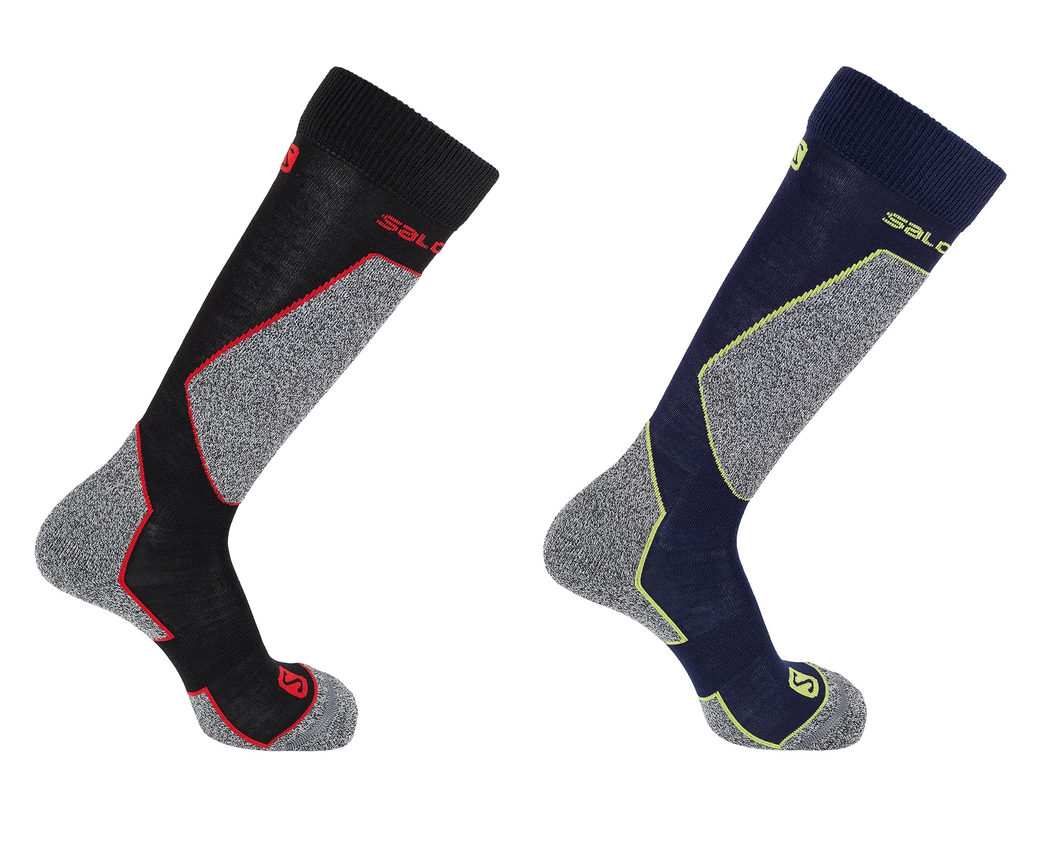 12907_Ski_Tech_black_red_Set SALOMON SKI TECH Skisocke Herren Skisocken 2 PAAR (black-red & navy-lime)